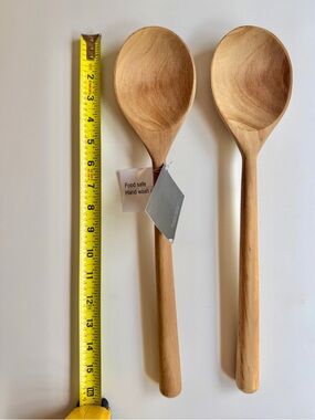(2) 16 Inch Acacia Wood Spoons Market Square Stirring Cooking Sauce